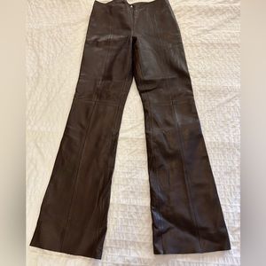 100% LEATHER brown bell bottom/flare pants. Side zipper
